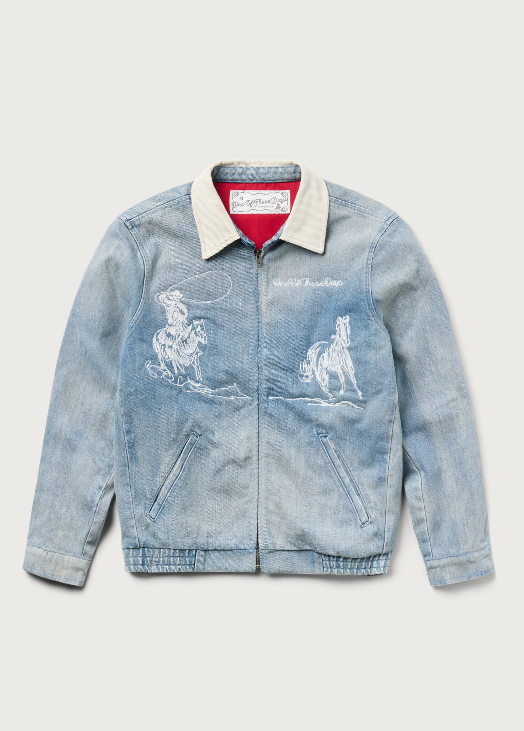 Chain-Stitched Leisure Jacket | Light Washed Denim