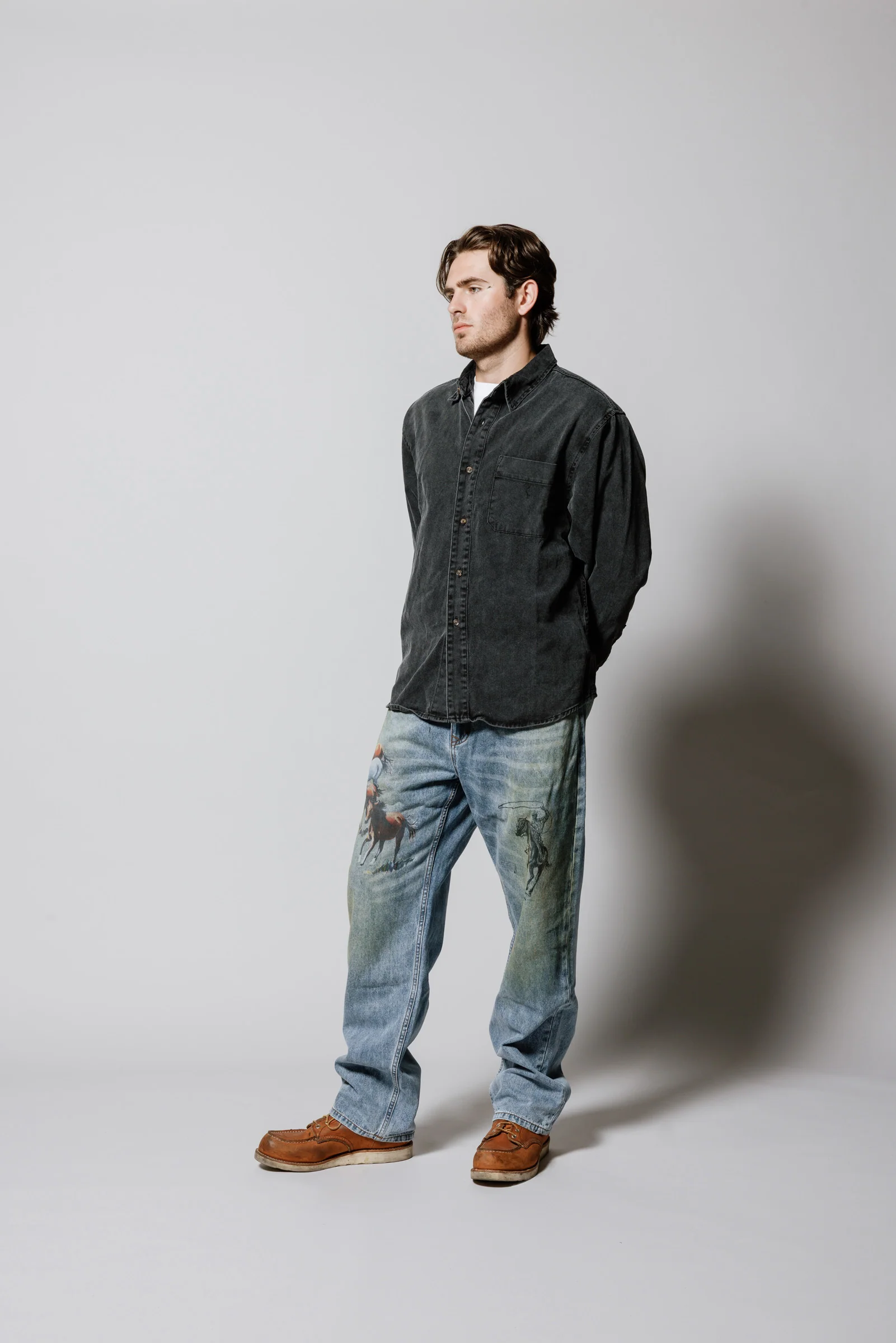 Denim Button Down Shirt | Washed Black - Image 5
