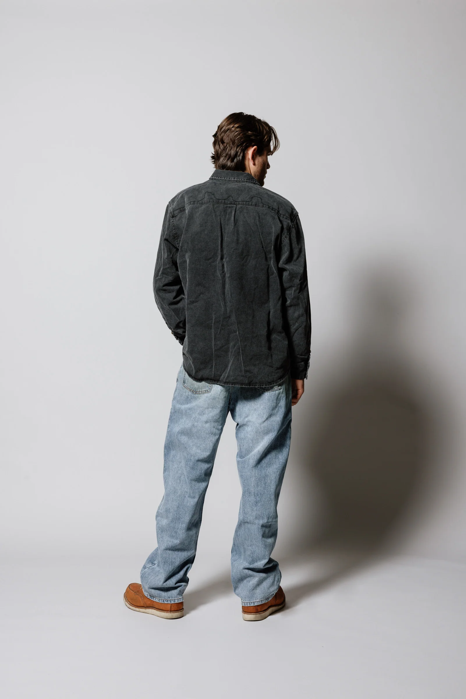 Denim Button Down Shirt | Washed Black - Image 6
