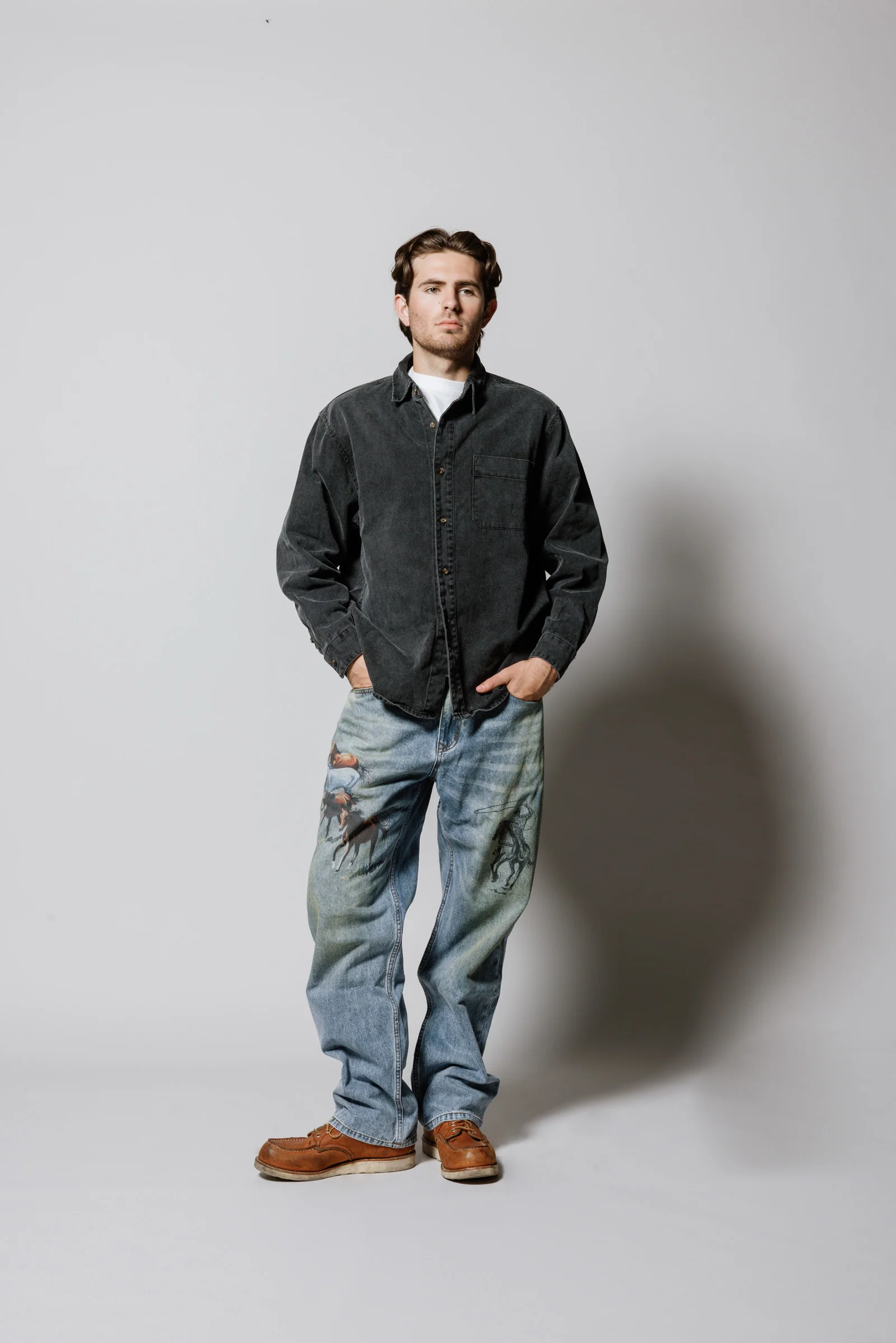 Denim Button Down Shirt | Washed Black - Image 7