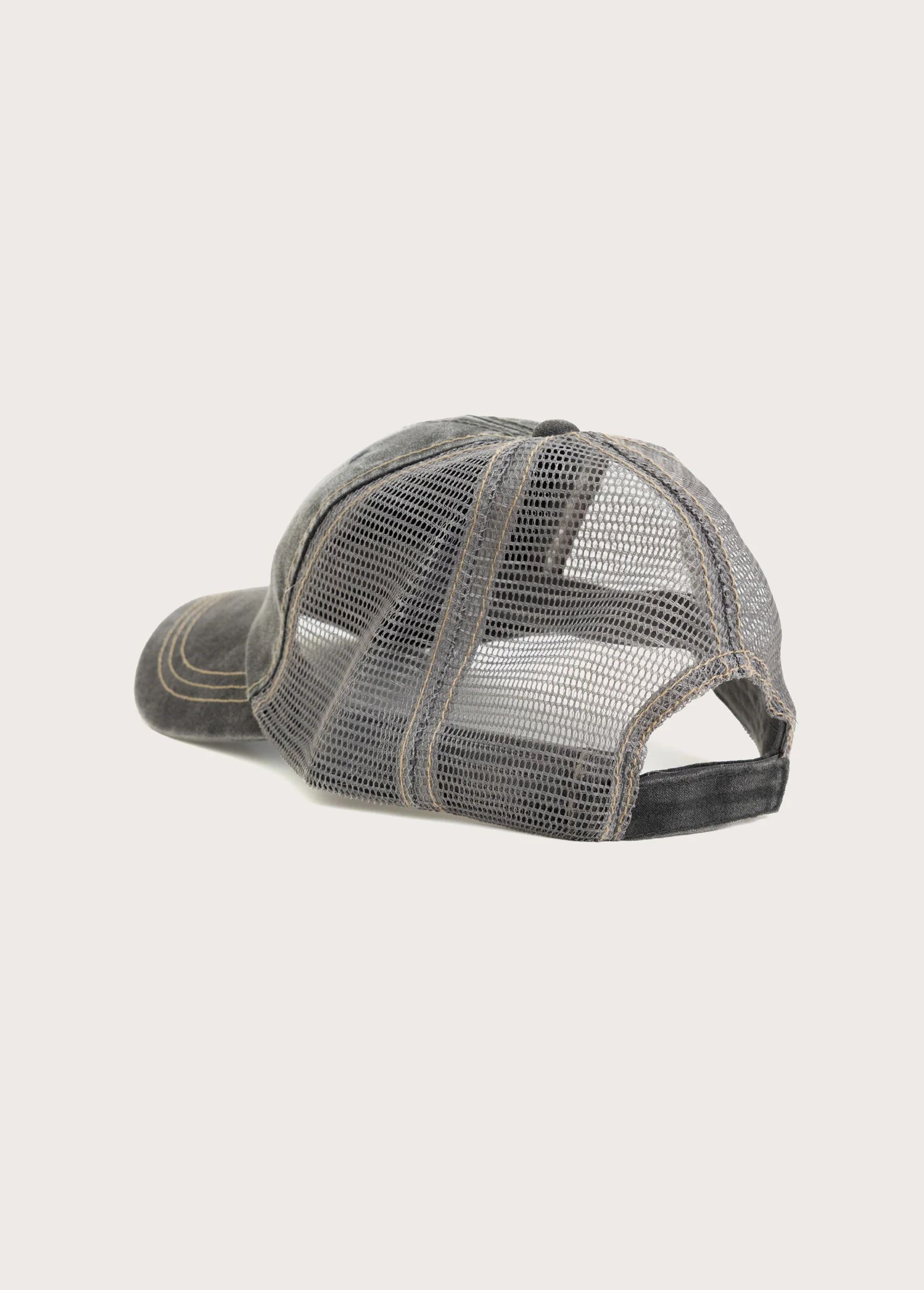 Distressed Leather Patch Hat | Charcoal - Image 2