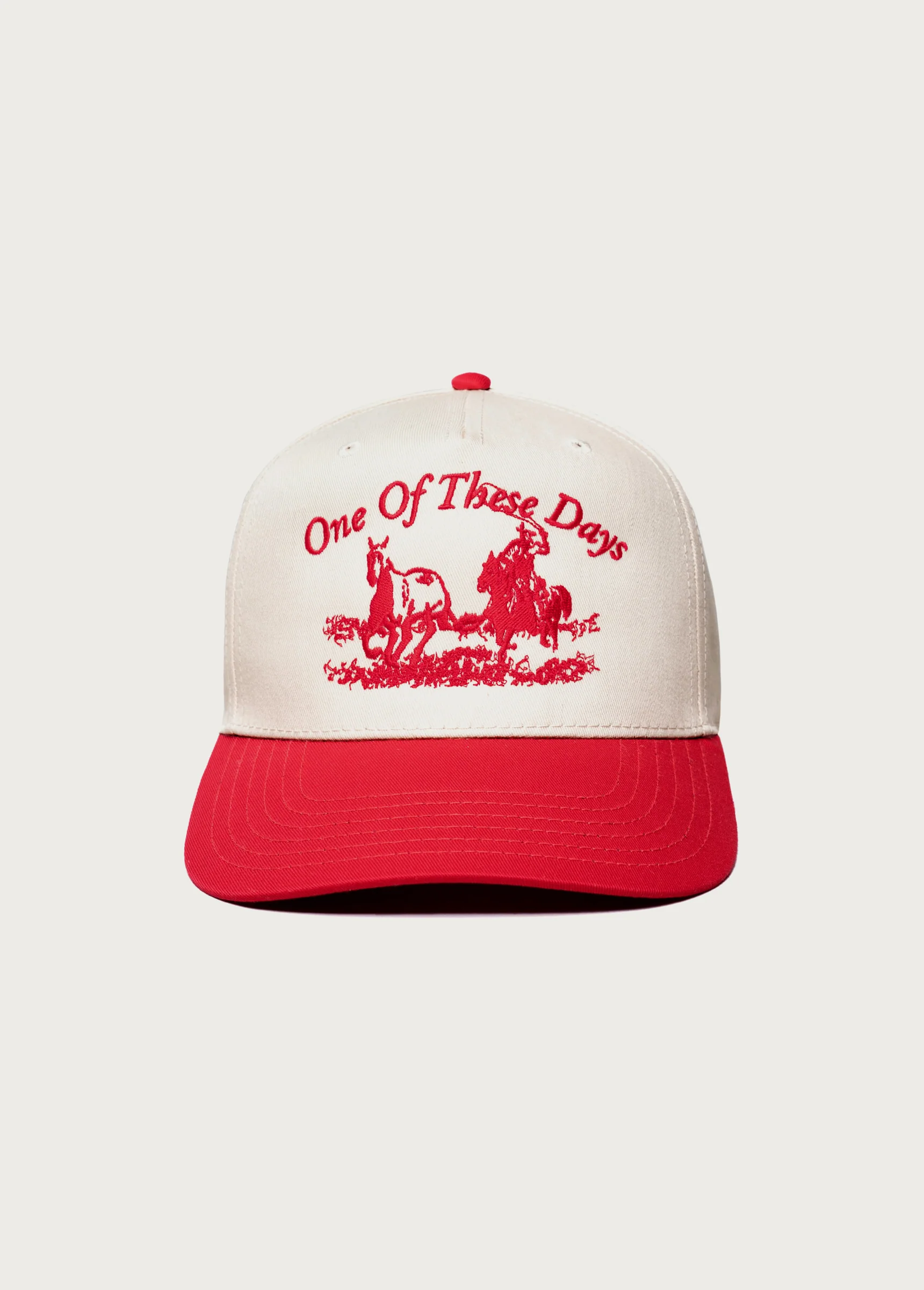 Just For A Moment 5 Panel Hat | Natural/Red
